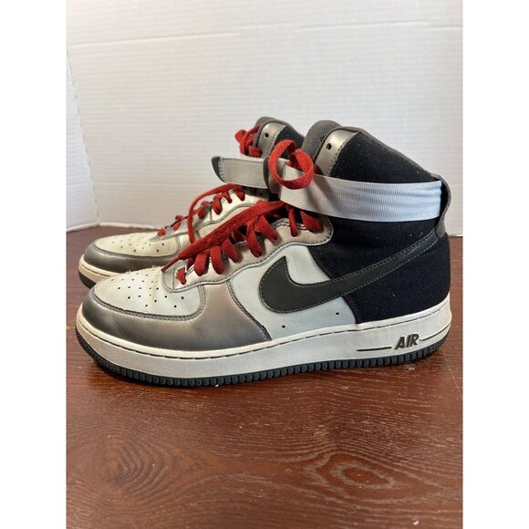 Nike Air Force 1 High-Top Sneakers Size 10.5 Mens Gray/Black/Red - Picture 1 of 6
